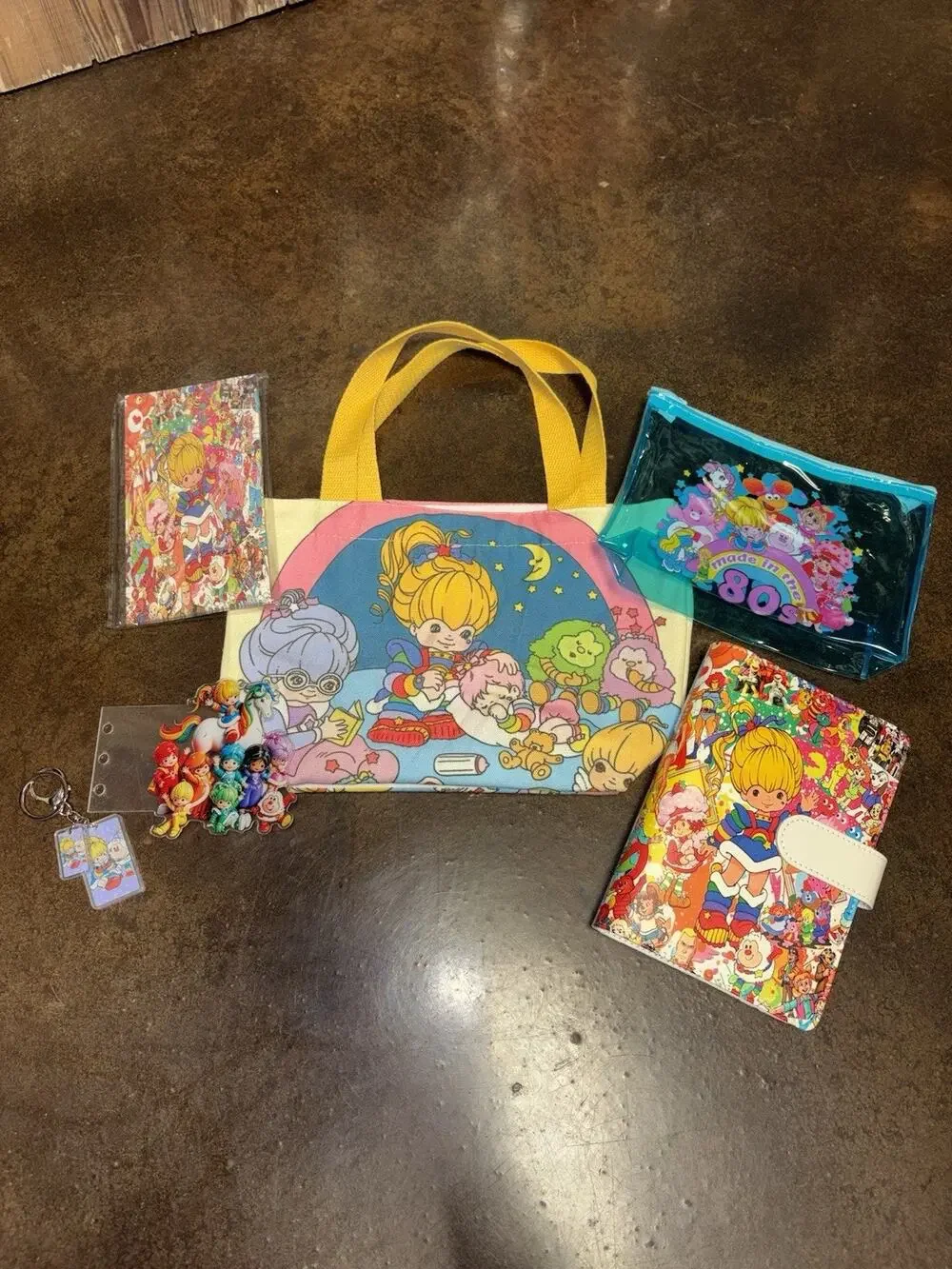 Rainbow Brite A5 binder with matching paper, tote bag, Keychain, Divider Bundle